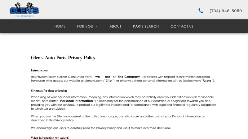 Glen's Auto Parts Privacy Policy glen's auto parts