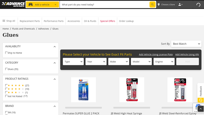 Glues glue for car parts