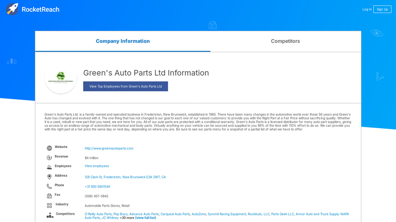 Green's Auto Parts Ltd Information green auto parts
