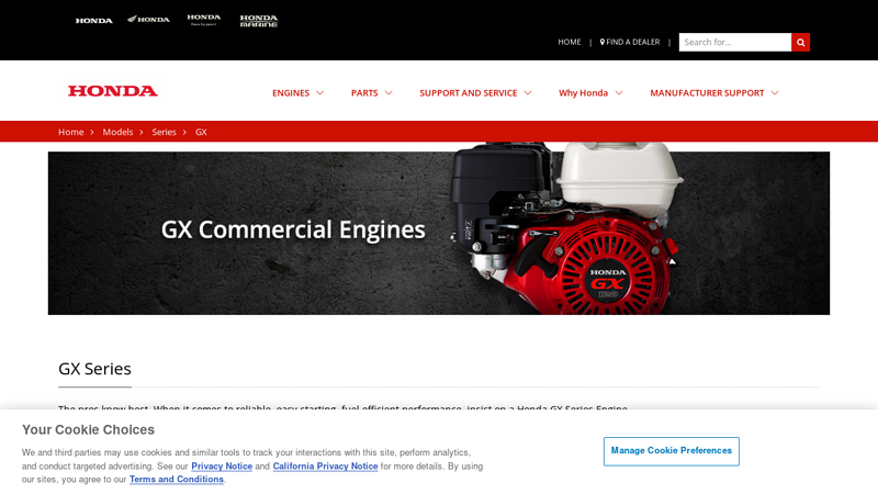 GX Commercial Series Engines honda gx120 parts