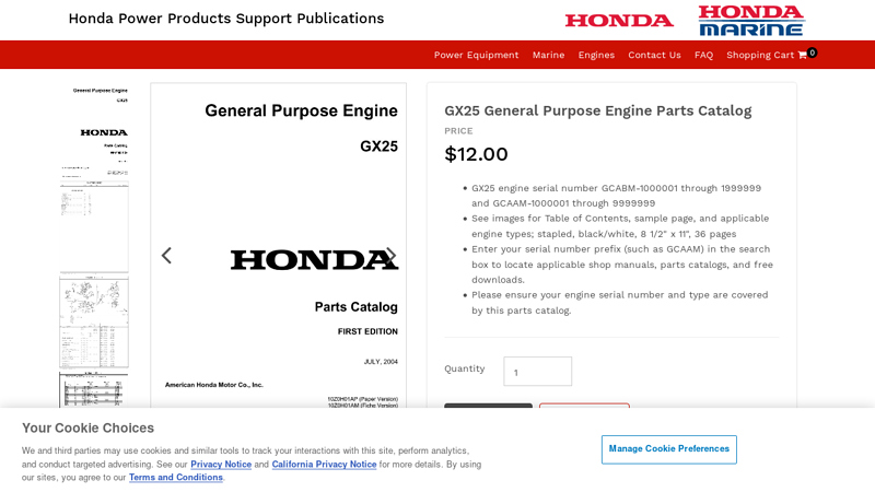 GX25 General Purpose Engine Parts Catalog honda gx25 parts
