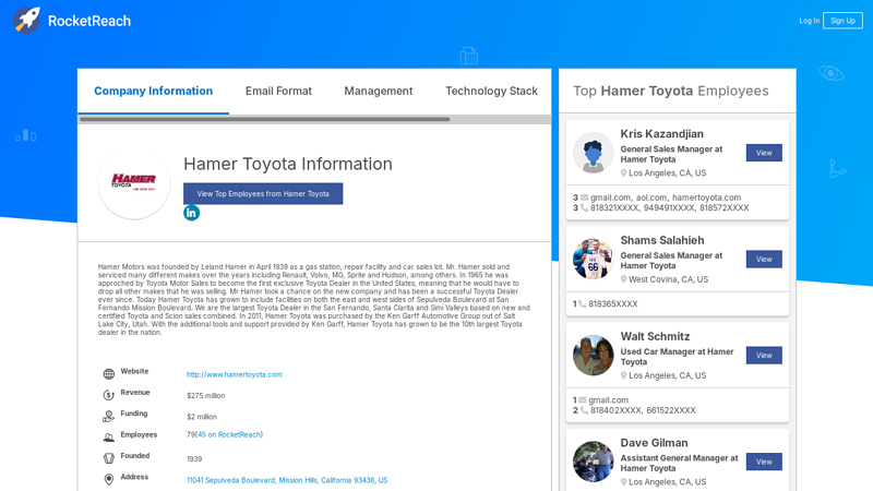 Hamer Toyota Information hamer toyota parts