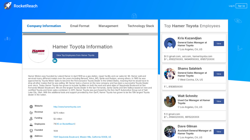 Hamer Toyota Information hamer toyota mission hills parts