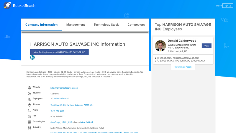 HARRISON AUTO SALVAGE INC Information harrison auto parts