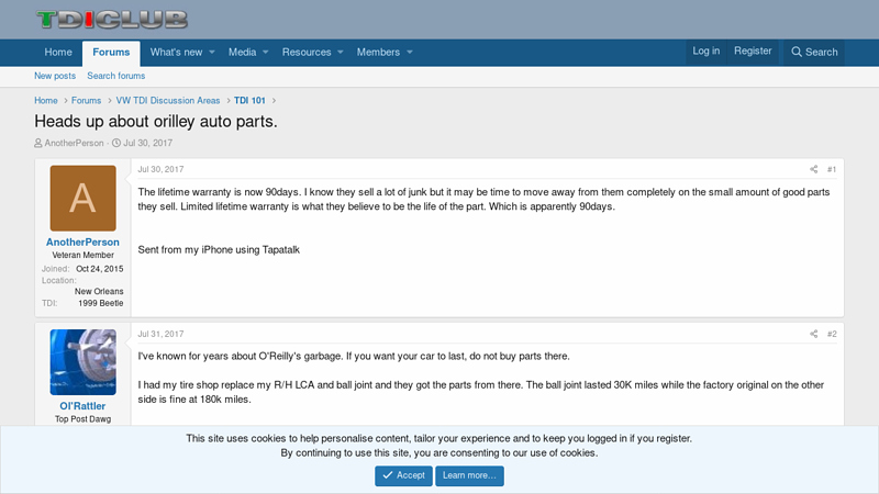 Heads up about orilley auto parts. oreillys auto parts app
