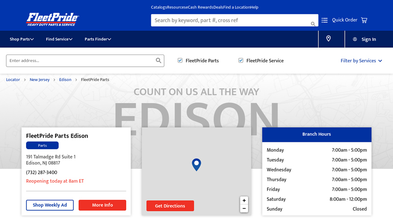 Heavy Duty Truck and Trailer Parts at 191 Talmadge Rd truck parts nj