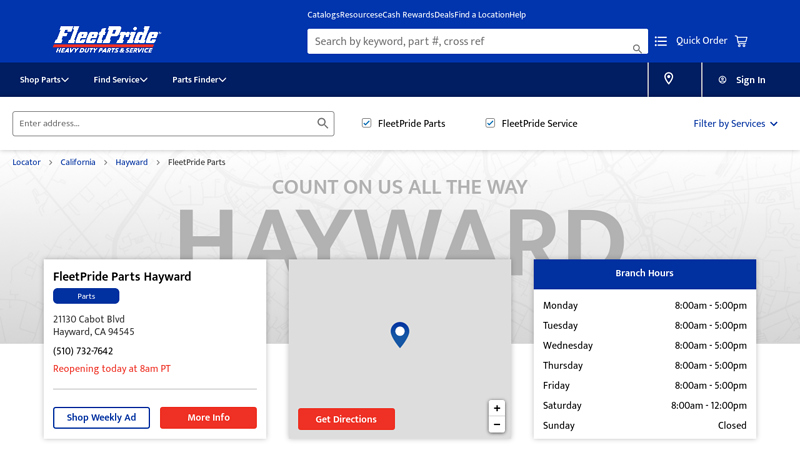 Heavy Duty Truck and Trailer Parts at 21130 Cabot Blvd auto parts hayward