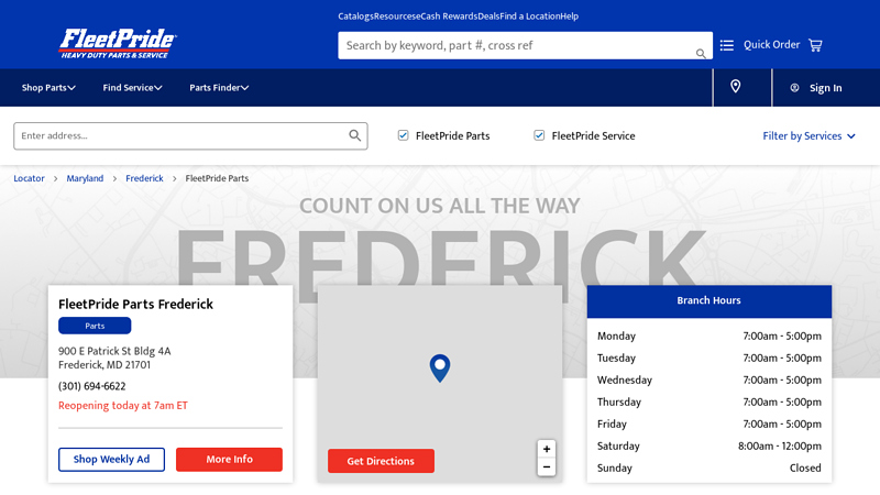 Heavy Duty Truck and Trailer Parts at 900 E Patrick St truck parts maryland