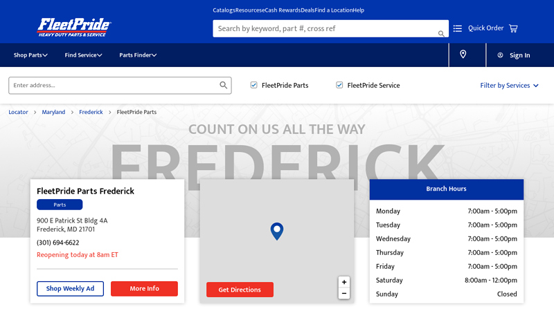 Heavy Duty Truck and Trailer Parts at 900 E Patrick St auto parts frederick md