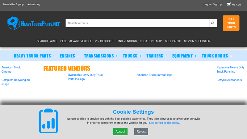 HeavyTruckParts.net tractor trailer salvage parts