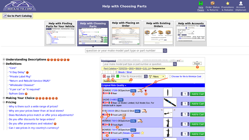 Help with Choosing Parts r&r auto parts