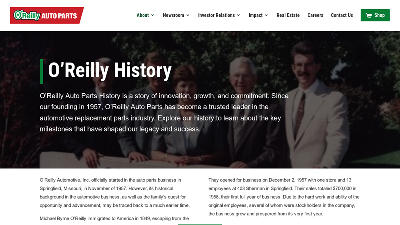 History, Key Milestones & Legacy o reilly auto parts stock