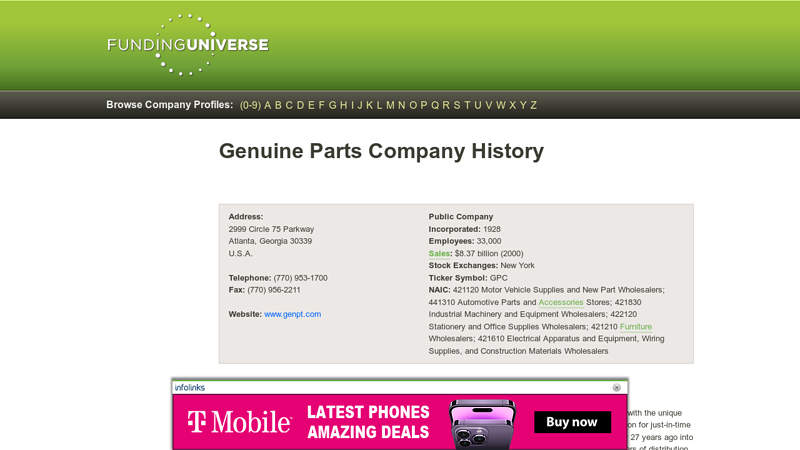 History of Genuine Parts Company jack's auto parts