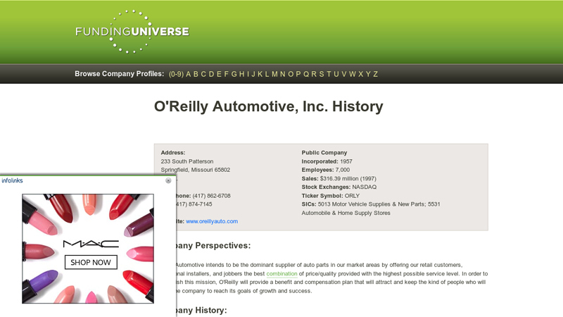 History of O'Reilly Automotive, Inc. oreillys auto parts lawrence ks