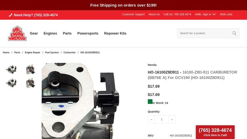 HO honda small engine carburator part names