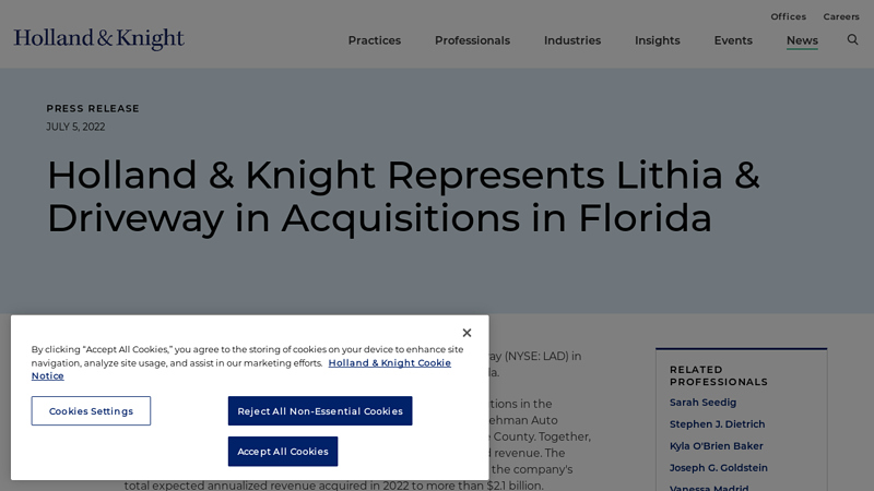 Holland & Knight Represents Lithia & Driveway in Acquisitions in ... erdman auto parts