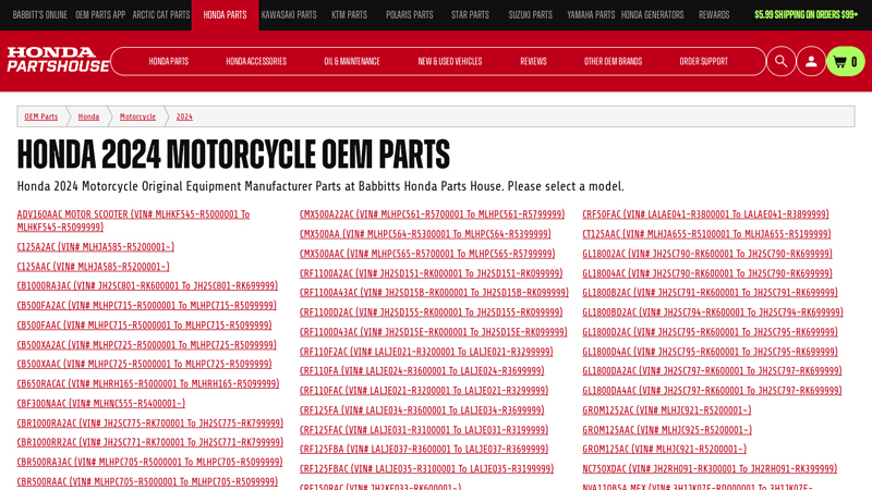 Honda 2024 Motorcycle OEM Parts genuine parts honda motor