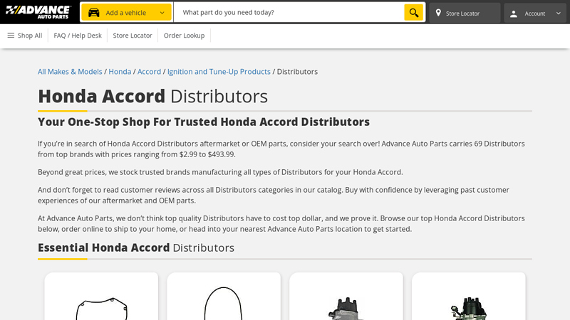 Honda Accord Distributors auto parts honda accord