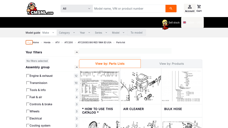 HONDA ATC200ES BIG RED 1984 (E) USA honda big red parts