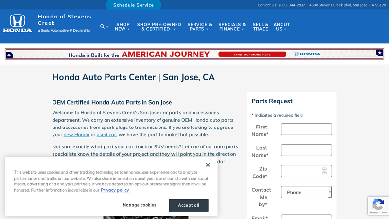 Honda Auto Parts Center honda parts department near me