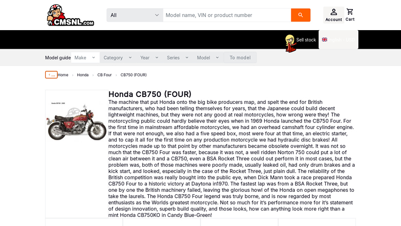 Honda CB750 (FOUR) parts honda 750 four parts