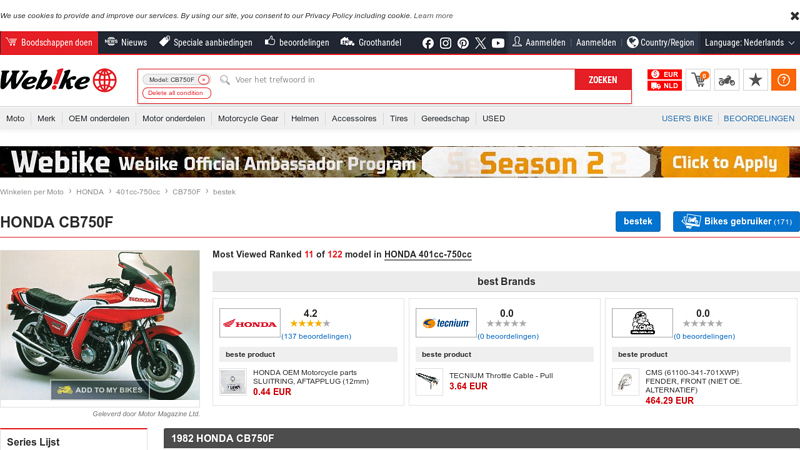 HONDA CB750F Parts and Technical Specifications honda cb750f parts