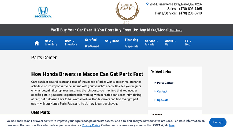 Honda Certified Auto Parts auto parts macon ga