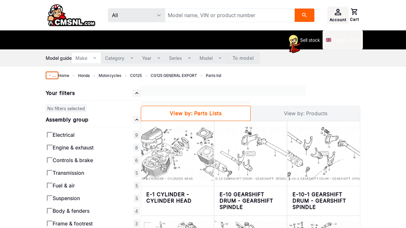 Honda CG125 GENERAL EXPORT parts lists and schematics honda cgl 125 parts