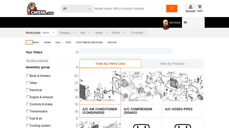 Honda CIVIC 1999 (X) 2DR SI (KA) parts lists and schematics 1999 honda civic parts car