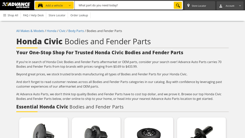Honda Civic Bodies and Fender Parts honda civic body parts