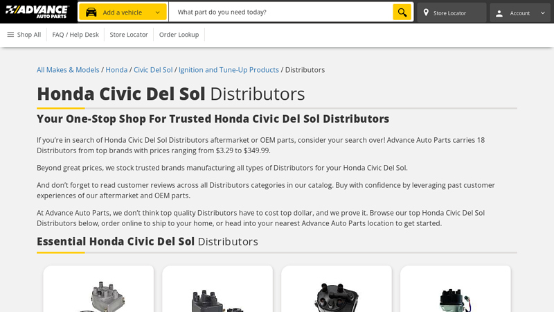 Honda Civic Del Sol Distributors honda crx del sol parts