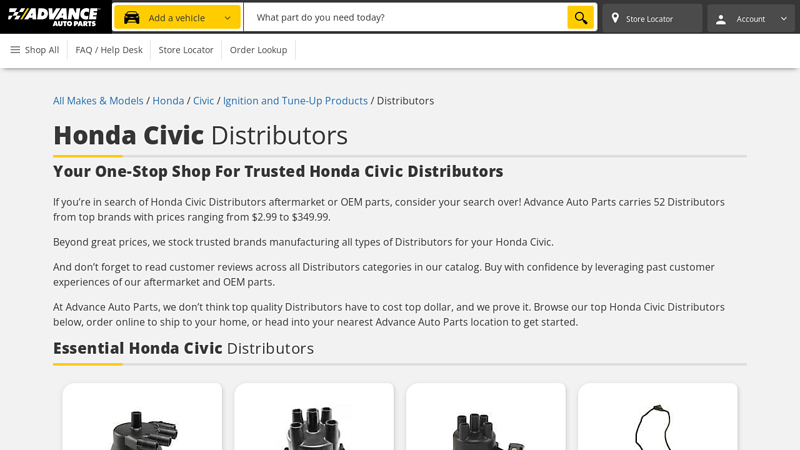 Honda Civic Distributors honda civic auto parts
