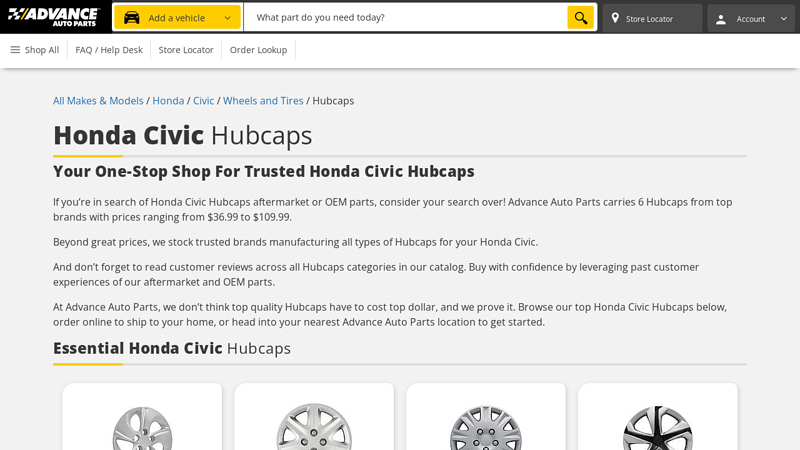 Honda Civic Hubcaps honda aftermarket parts wheel covers