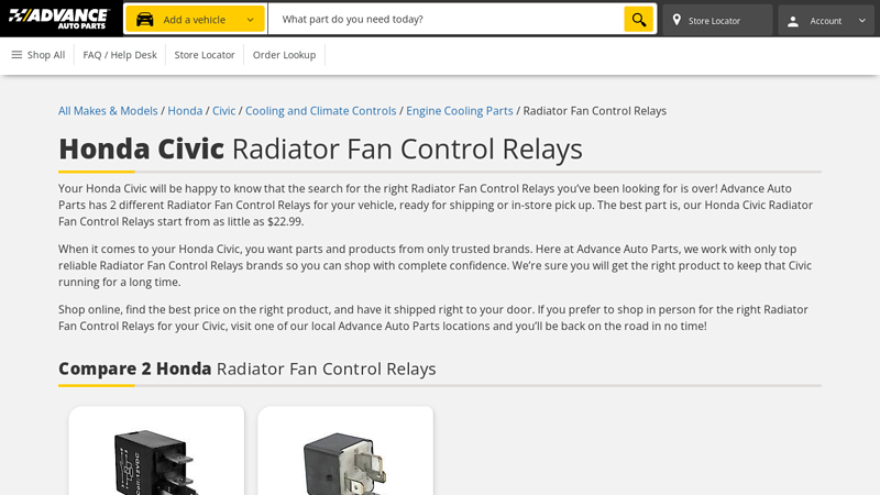 Honda Civic Radiator Fan Control Relays honda part number for 2010 civic cooling fan relay