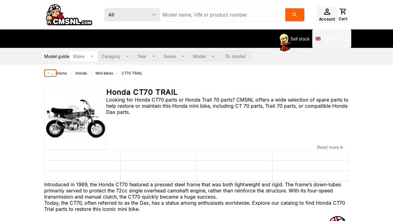 Honda CT70 TRAIL parts honda ct70 restoration parts