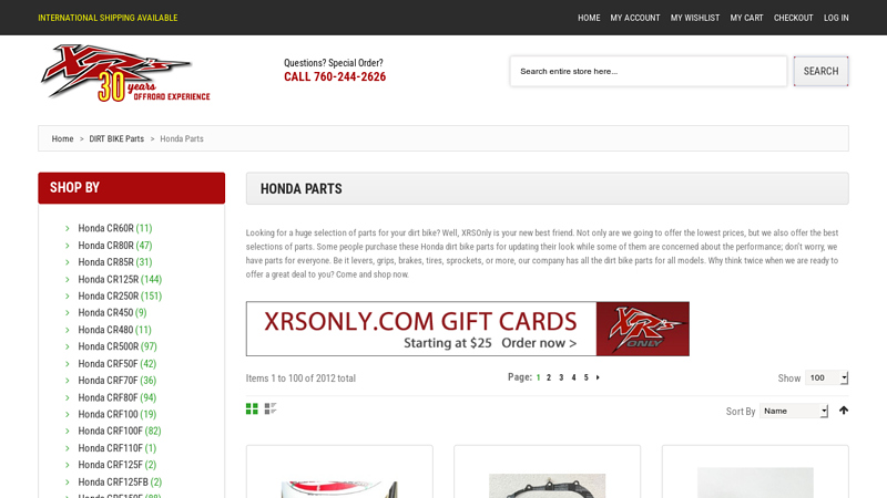 HONDA DIRT BIKE PARTS custom honda motorcycle parts