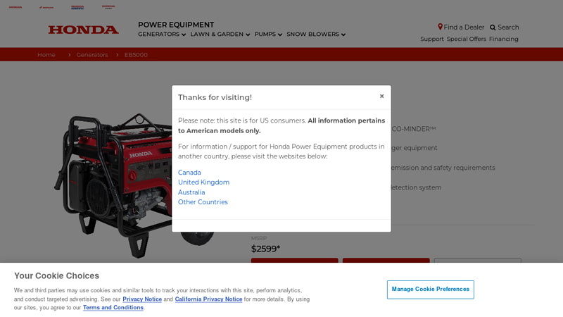 Honda EB5000 Industrial Generator honda eb5000x parts