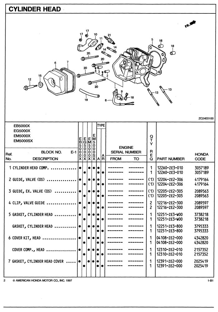 Honda Eb5000X Generator Parts guide