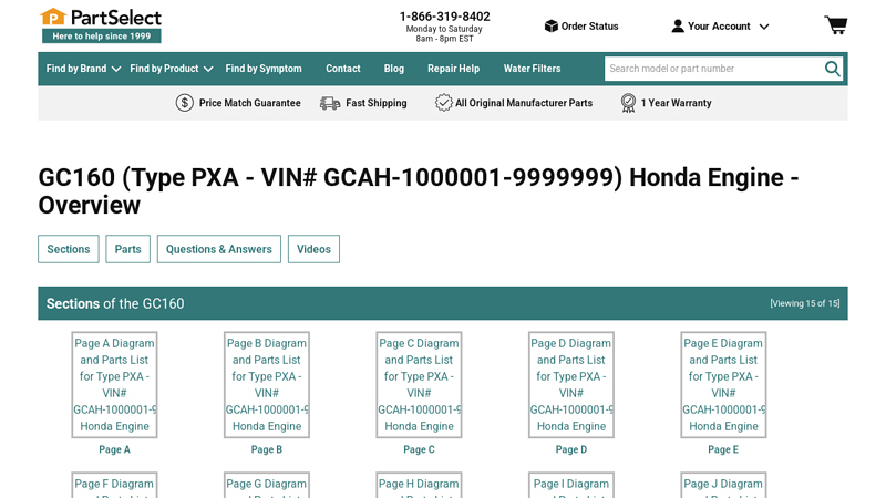 Honda Engine GC160 honda gc160 parts