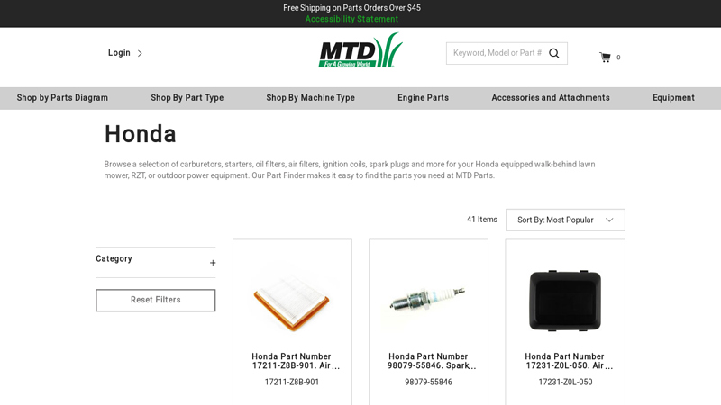 Honda Engine Parts for Outdoor Power Equipment honda lawn equipment parts