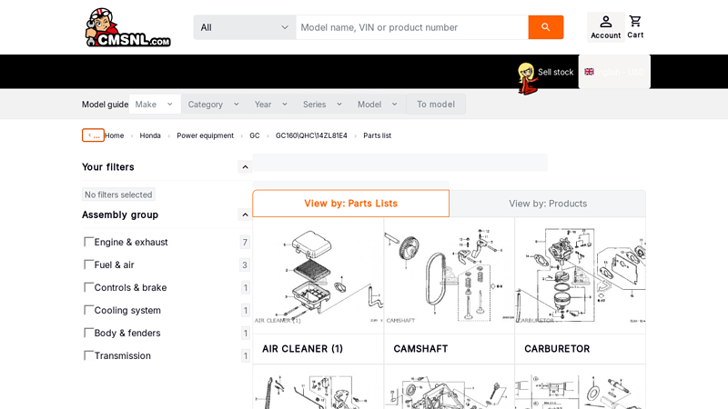 Honda GC160\QHC\14ZL81E4 parts lists and schematics honda gc160 parts