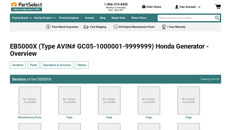 Honda Generator EB5000X honda eb5000x generator parts