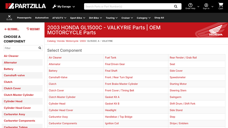 Honda GL1500C Valkyrie OEM Parts honda valkyrie parts