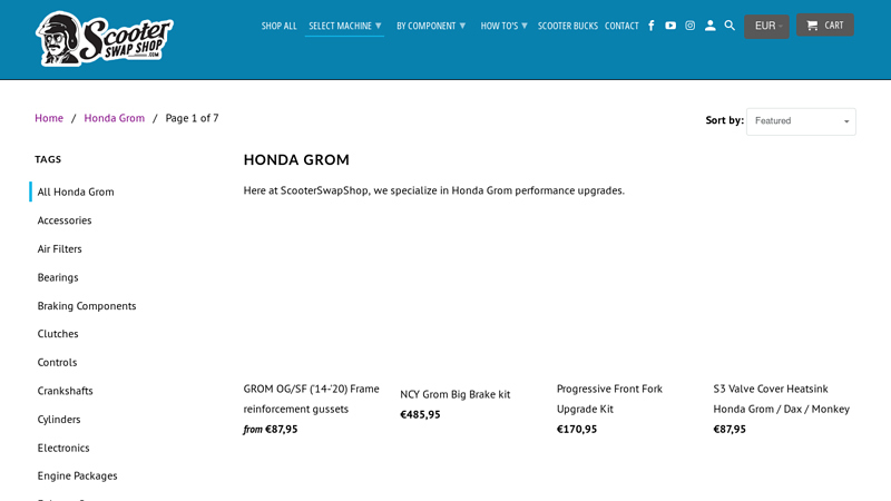 Honda Grom aftermarket parts from the ScooterSwapShop custom honda grom parts