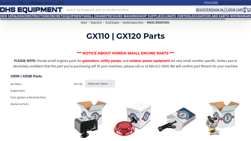 Honda GX110 & GX120 Engine Parts honda gx120 parts