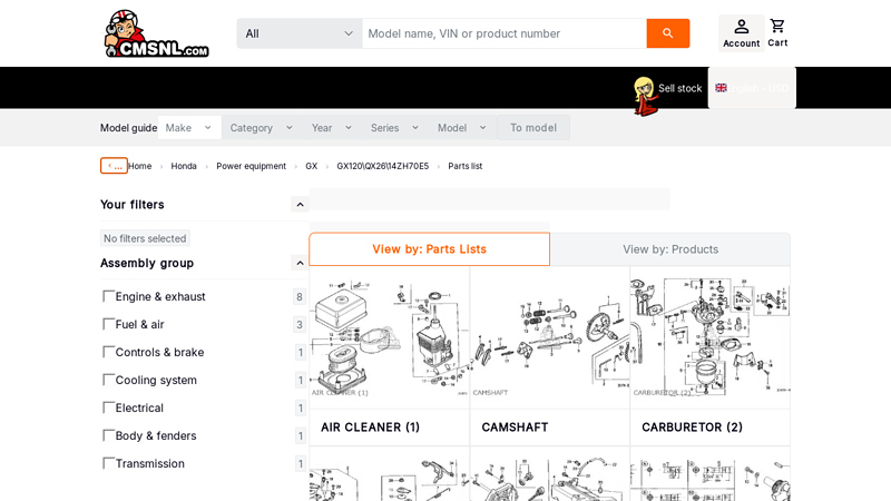 Honda GX120\QX26\14ZH70E5 parts lists and schematics honda gx120 parts