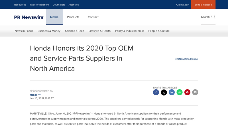 Honda Honors its 2020 Top OEM and Service Parts Suppliers in ... honda performance parts