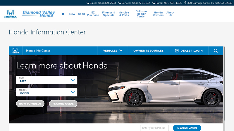 Honda Information Center diamond valley honda parts