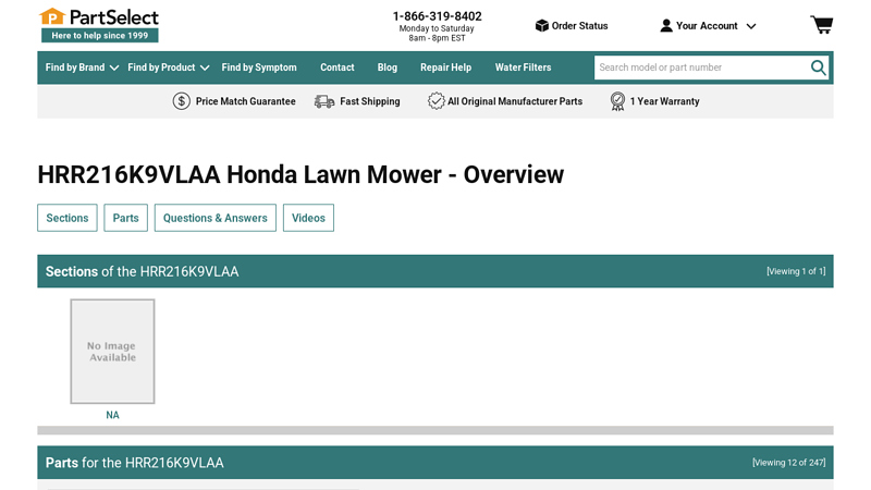 Honda Lawn Mower HRR216K9VLAA honda hrr216vka parts