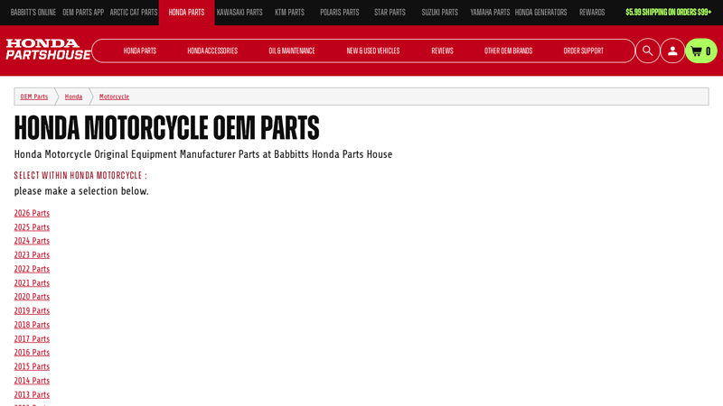 Honda Motorcycle OEM Parts used honda bike parts